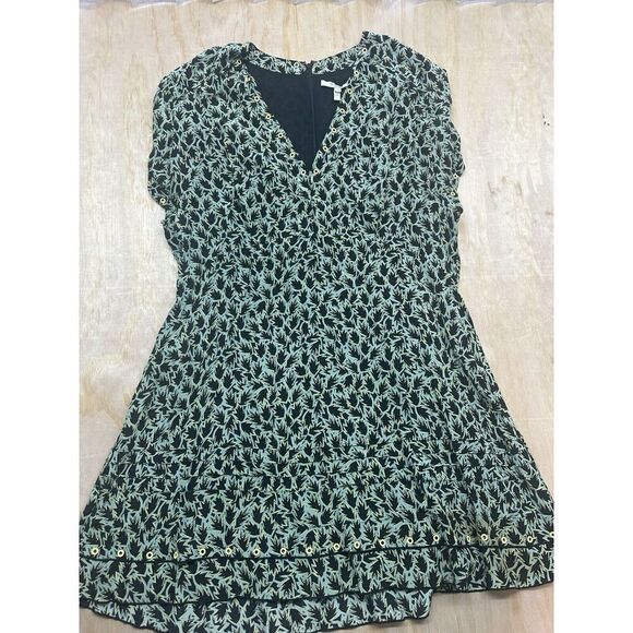 DEREK LAM 10 Crosby Dress Womens 20 Green Grommet Detail V-Neck Silk Blend Lined - Picture 2 of 6